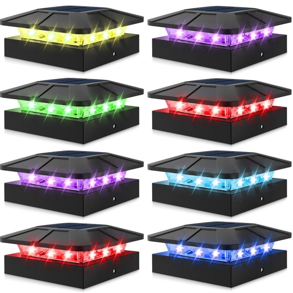 8PACK Solar Post Cap Lights Outdoor with 3 Modes, LED Post Light Solar Powered Waterproof, Wood/Vinyl Fence Posts Lights for Deck Railing Mailbox
