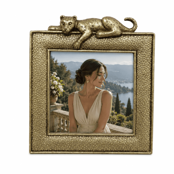 4x4 Vintage Gold Leopard Picture Frame , Baroque gold Picture Frames,Vertically or Horizontally, Wall Hanging and Tabletop Display,Perfect Gift Choice,Photo Display