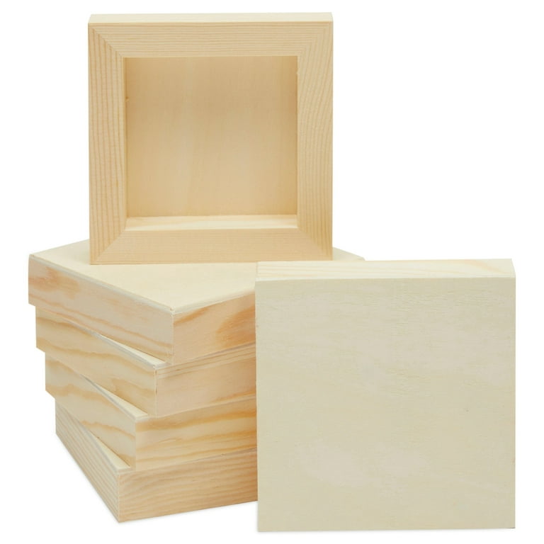 6 Pack 4x4 Unfinished Square Wood Paint Pouring Panel Boards for Art Craft