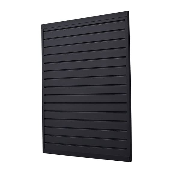 4x4 ft Black PVC Garage Slat Wall, Modular Easy-Install Adjustable Coupling, DIY Cut for Storage Display
