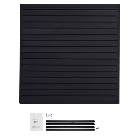 4x4 ft Black Slatwall Panels - Modular PVC Garage Wall System for Easy DIY Storage&Display Installation
