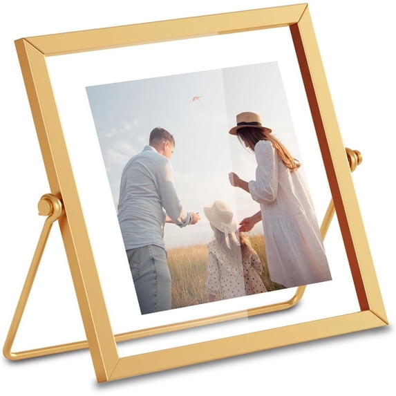 4x4 inch Floating Picture Frame, Gold Small Photo Frame, NOGIS Metal ...