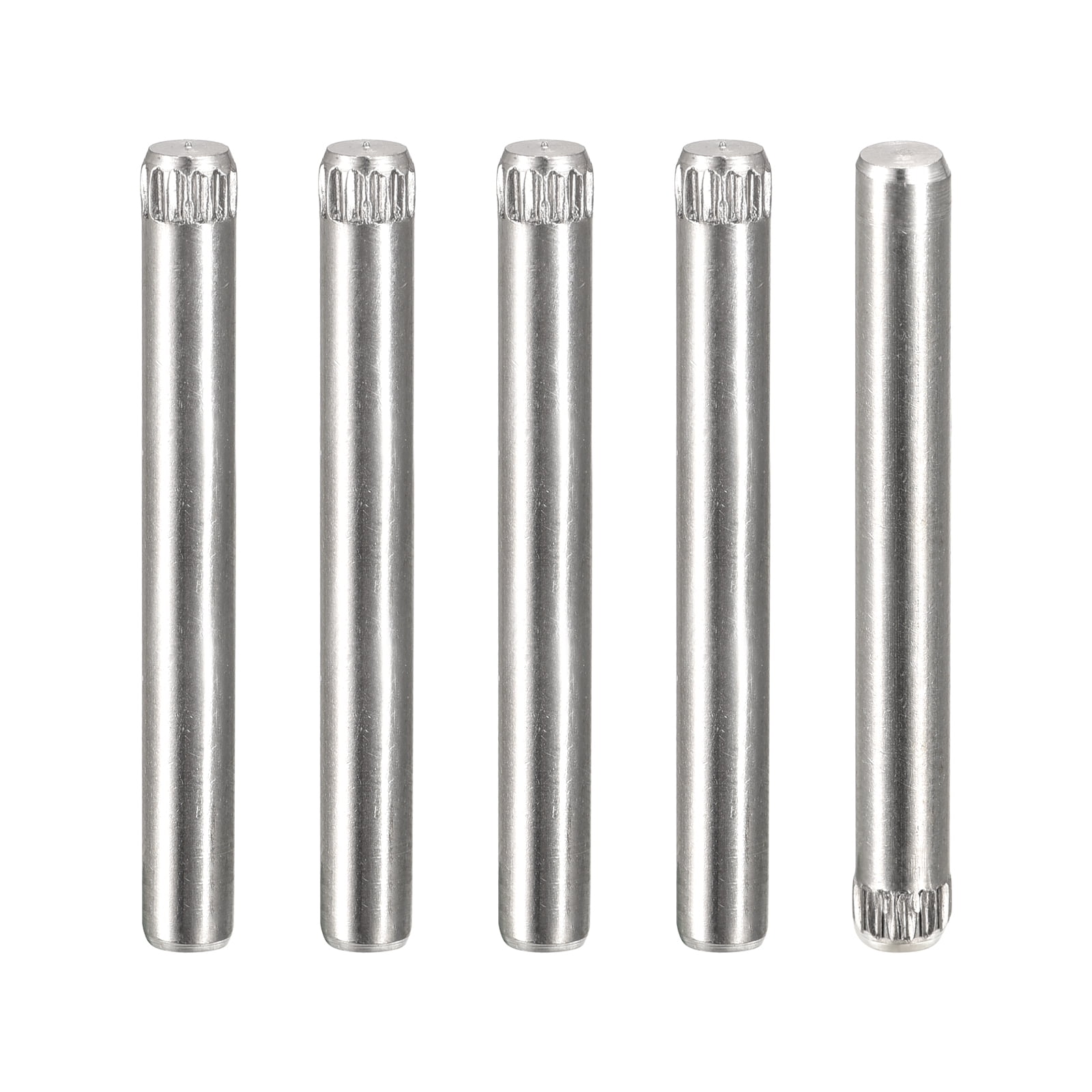 4x40mm 304 Stainless Steel Dowel Pins, 5 Pack Knurled Head Flat End Dowel Pin