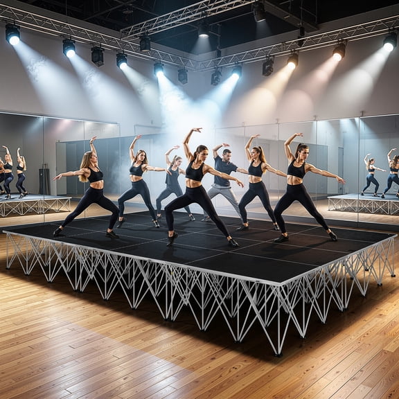 4x4FT Foldable Stage Platform, 1540 lbs Heavy Duty Portable Stage with 24" Height, Non-Slip Surface & 16-Strut Aluminum Frame, Modular Riser for Church, School, Live Stream