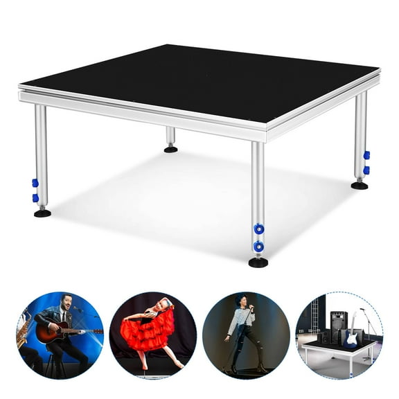 4x4FT Portable Stage with Height Adjustable Riser (24" -40") Platform Modular System Stage