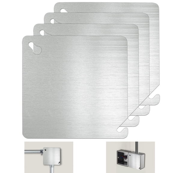 4x4In Metal Electrical Box Cover Plates, 4 Pcs Electric Junction Box Cover Plate, Square Flat Electric Box Panel Cover