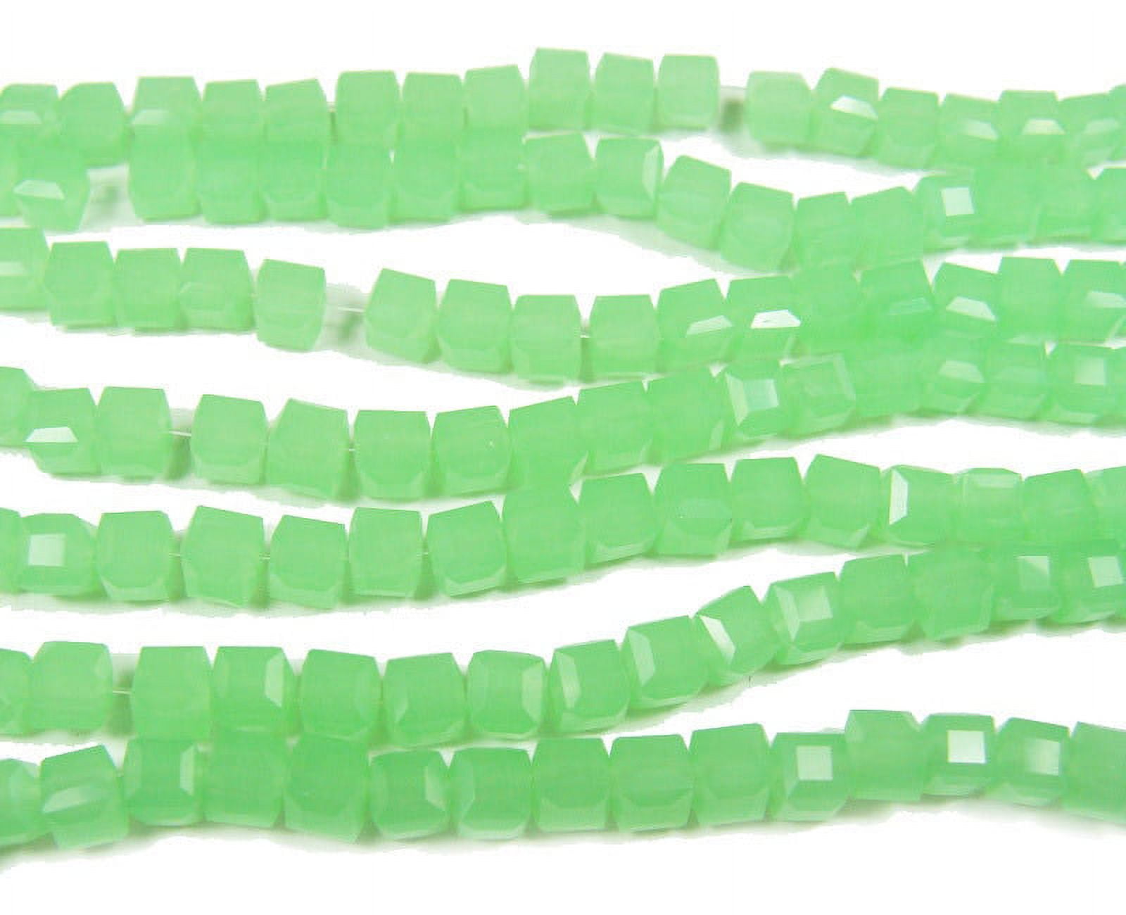 4x4mm 100 Beads Foliage Green Glass Cube Beads Genuine Gemstone Natural Jewelry Making