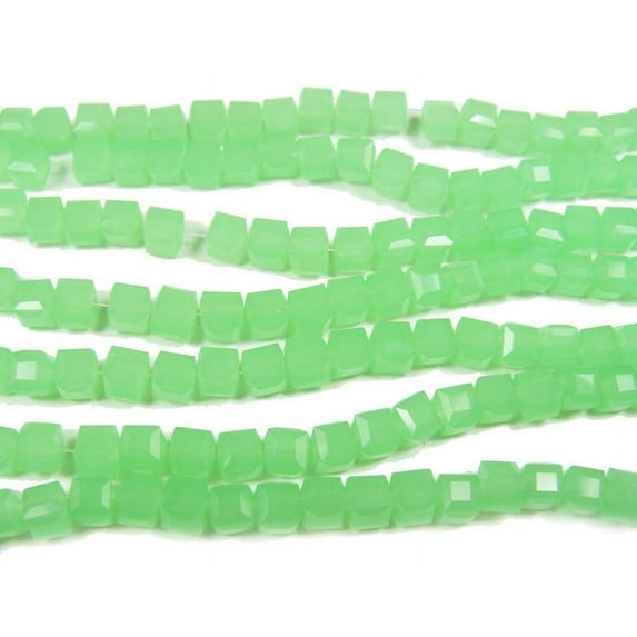 4x4mm 100 Beads Foliage Green Glass Cube Beads Genuine Gemstone Natural Jewelry Making