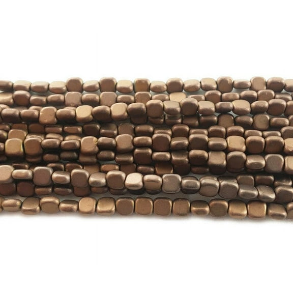 4x4mm Brown Hematite Flat Matte Square Beads For Jewelry Making