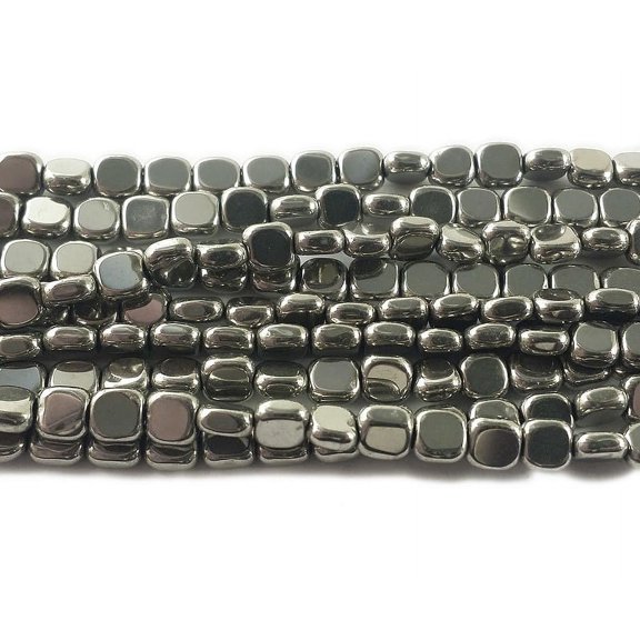 4x4mm Silver Gray Hematite Flat Square Beads For Jewelry Making