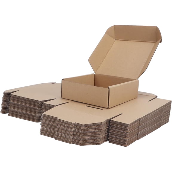 4x4x2 inch Shipping Boxes 6 Pack Brown, Tab Lock Tuck Top Mailer Boxes for Packaging Small Business, Small Cardboard Gift Boxes for Wrapping Mailing Present