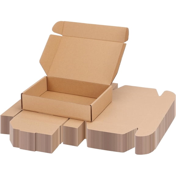 4x4x2 inch Shipping Boxes Bulk 50 Pack Brown, Tab Lock Tuck Top Mailer Boxes for Packaging Small Business, Small Cardboard Gift Boxes for Wrapping Mailing Present