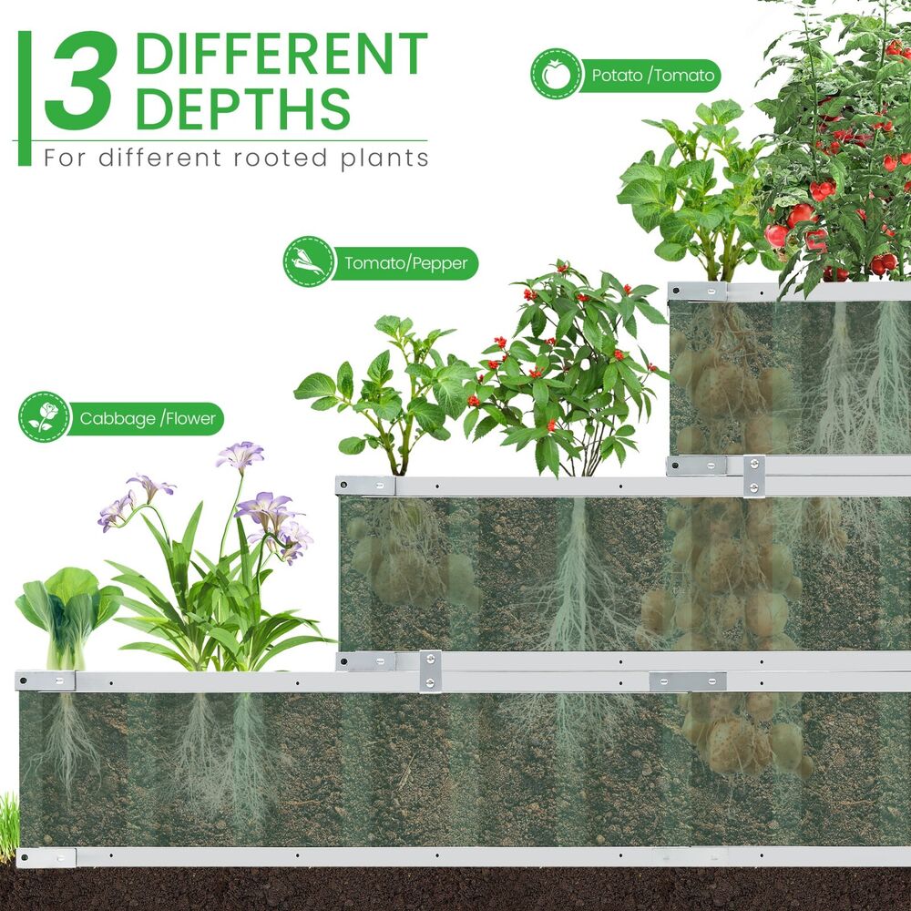 4x4x2FT 3 Tiers Large Raised Garden Bed for DeepRooted Plants