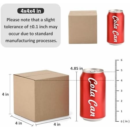 4x4x4" Cardboard Box Mailers 25 Pack Brown Cube Corrugated Small Shipping Boxes for Mailing