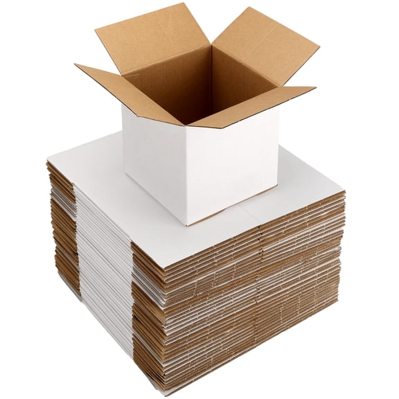 4x4x4 Inch 40 Pack White Corrugated Cardboard Shipping Boxes