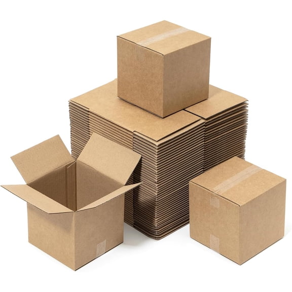 4x4x4" Shipping Boxes 50 Pack - Small Corrugated Cardboard Square Mug Mailing Box Packaging for Small Business - Brown Mailer Packing Supplies