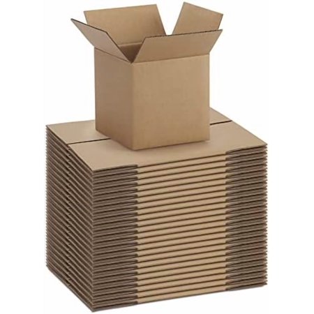 4x4x4 Small Shipping Boxes for Packing Boxes, Corrugated Mailing Box, 25 Packs