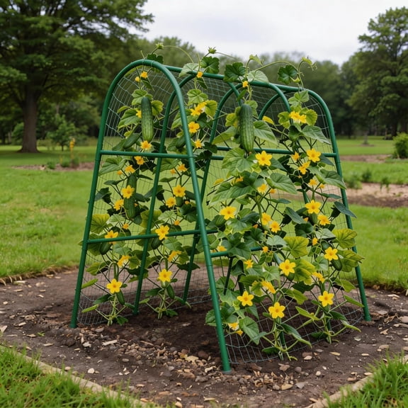 4x5.3FT Garden Arch Trellis for Raised Beds, Heavy Duty Metal u-Shaped Plant Support for Climbing Vegetables, Fruits & Vines, Outdoor Rust-Resistant Vertical Growing Trellis, Green