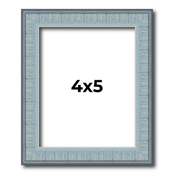 4x5 Frame Blue Scuffed Farm Board Solid Wood Picture Frame Width 0.75 Inches | Interior Depth 0.5