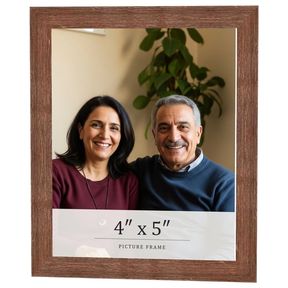 4x5 Frame Brown Farmhouse Solid Wood Picture Frame Width 1.5 Inches | Interior Frame Depth 0.5