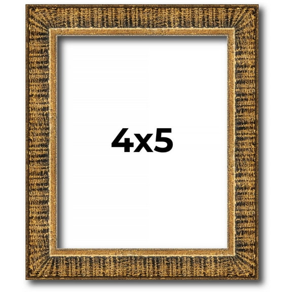 4x5 IN Frame Gold Kingsley Distressed Solid Wood Picture Frame Width 0.75 Inches | Interior Frame