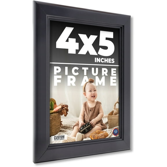 4x5 In - 4 x 5 Contemporary Black Solid Wood Frame with UV Framer's Acrylic & Foam Board Backing -