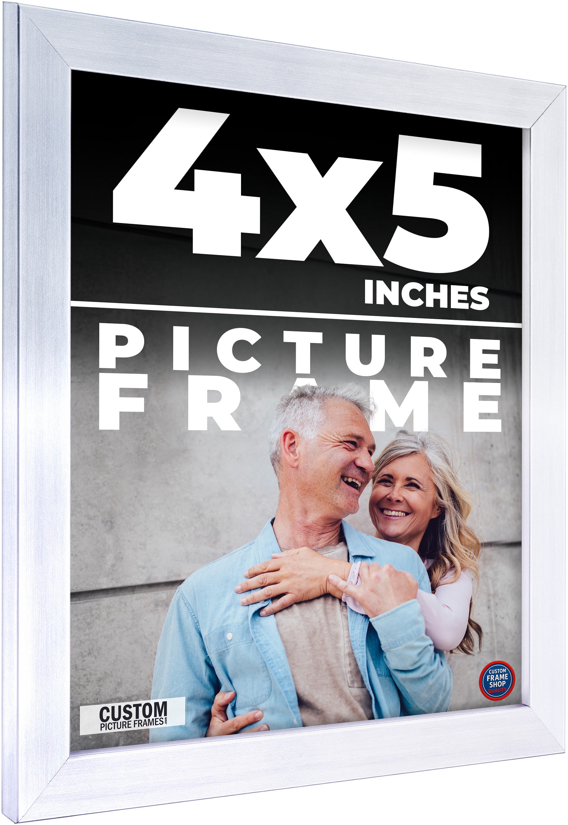 4x5 In - 4 x 5 Stainless Steel Silver Solid Wood Frame with UV Framer's ...