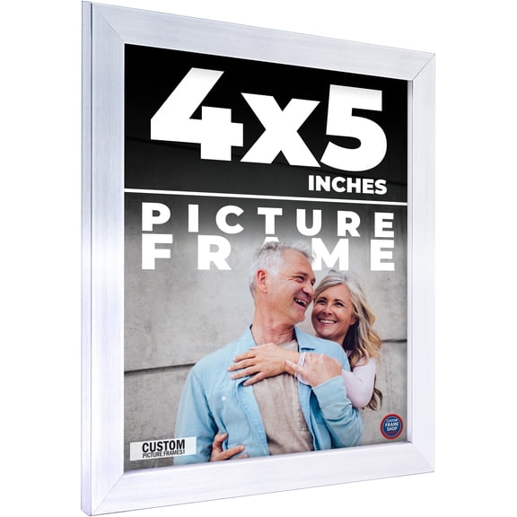 4x5 In - 4 x 5 Stainless Steel Silver Solid Wood Frame with UV Framer's Acrylic & Foam Board
