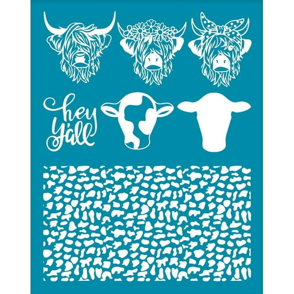 4x5 Inch Dairy Cow Clay Stencils - Highland Cow Silk Screen for Polymer Clay Jewelry Making