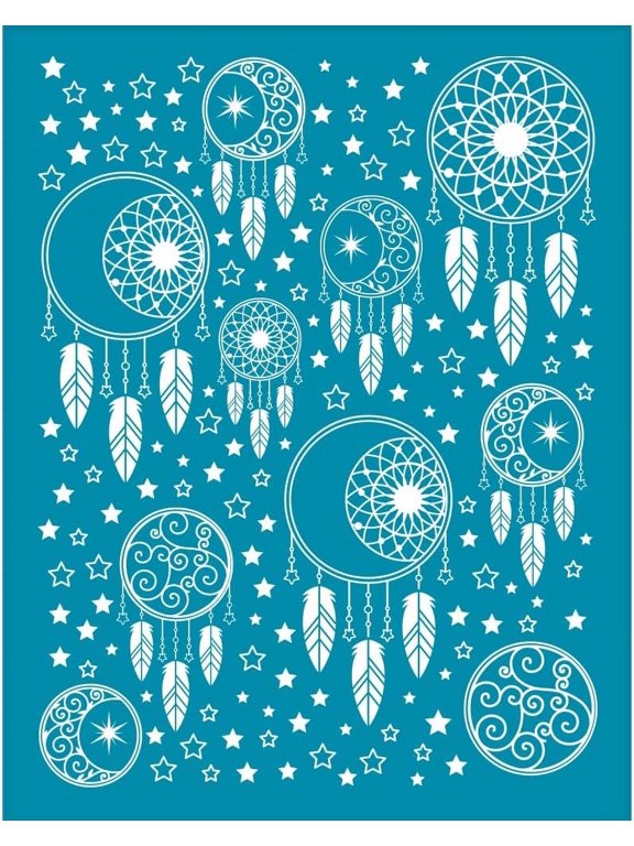 4x5 Inch Dreamcatcher Clay Stencils Woven Net Non-Adhesive Silk Screen Stencil Feather Clay Silk Screen Reusable Moon Star Mesh Transfer for Polymer Clay Jewelry Earring Making for diy making