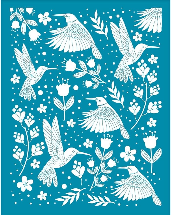 4x5 Inch Hummingbird Clay Stencils Flower Silk Screen for Polymer Clay ...