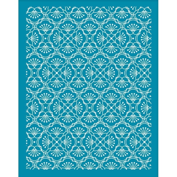 4x5 Inch Scalloped Pattern Clay Stencils Sakura Silk Screen for Polymer Silk Screen Stencils Mesh Transfer Stencils Floral Designs Theme Mesh Stencil for Polymer Clay Jewelry Making 1pc