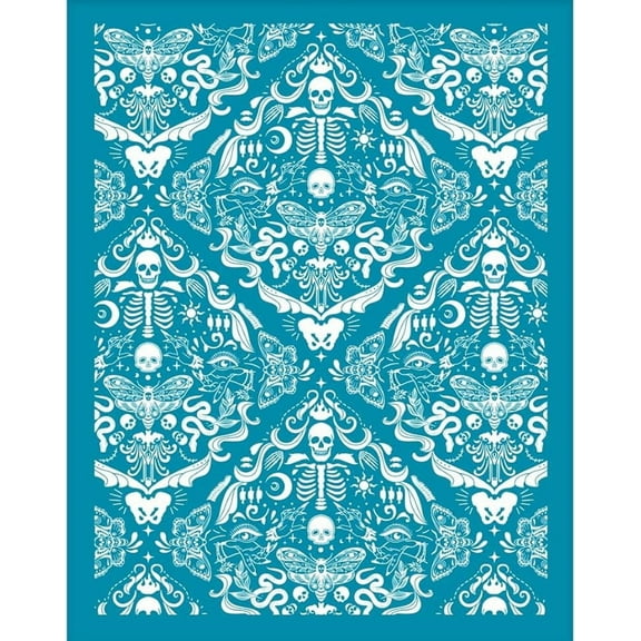 4x5 Inch Skull Brocade Clay Stencils Skull Non-Adhesive Silk Screen Stencil Vintage Pattern Clay Silk Screen Reusable Mesh Transfer for Polymer Clay Jewelry Earring Necklace Making