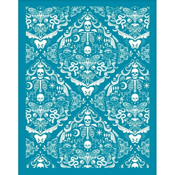 4x5 Inch Skull Brocade Clay Stencils Skull Non-Adhesive Silk Screen Stencil Vintage Pattern Clay Silk Screen Reusable Mesh Transfer