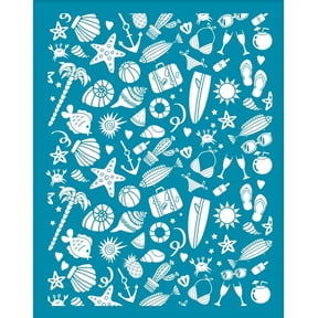 4x5 Inch Summer Clay Stencil Starfish Coconut Tree Silk Screen Printing Stencils Fish Bikini Sunglasses Silk Screen Stencils Reusable Mesh Transfer for Polymer Clay Earring Making