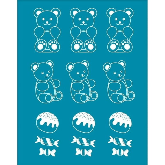 4x5 Inch Sweet Bear Clay Stencils Bear Bread Canddy Silk Screen for Polymer Clay Cute Bear Silk Screen Stencils Mesh Transfer Stencils