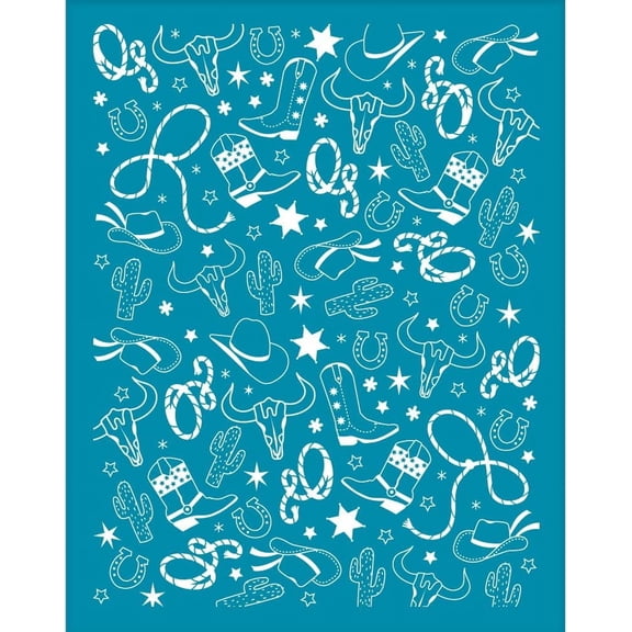 4x5 Inch Western Cowboy Silk Screen for Polymer Clay Cactus Silk Screen Printing Stencils Cow Reusable Clay Stencils Non-Adhesive Transfer Stencil for Polymer Clay Earring Jewelry Making 1pc