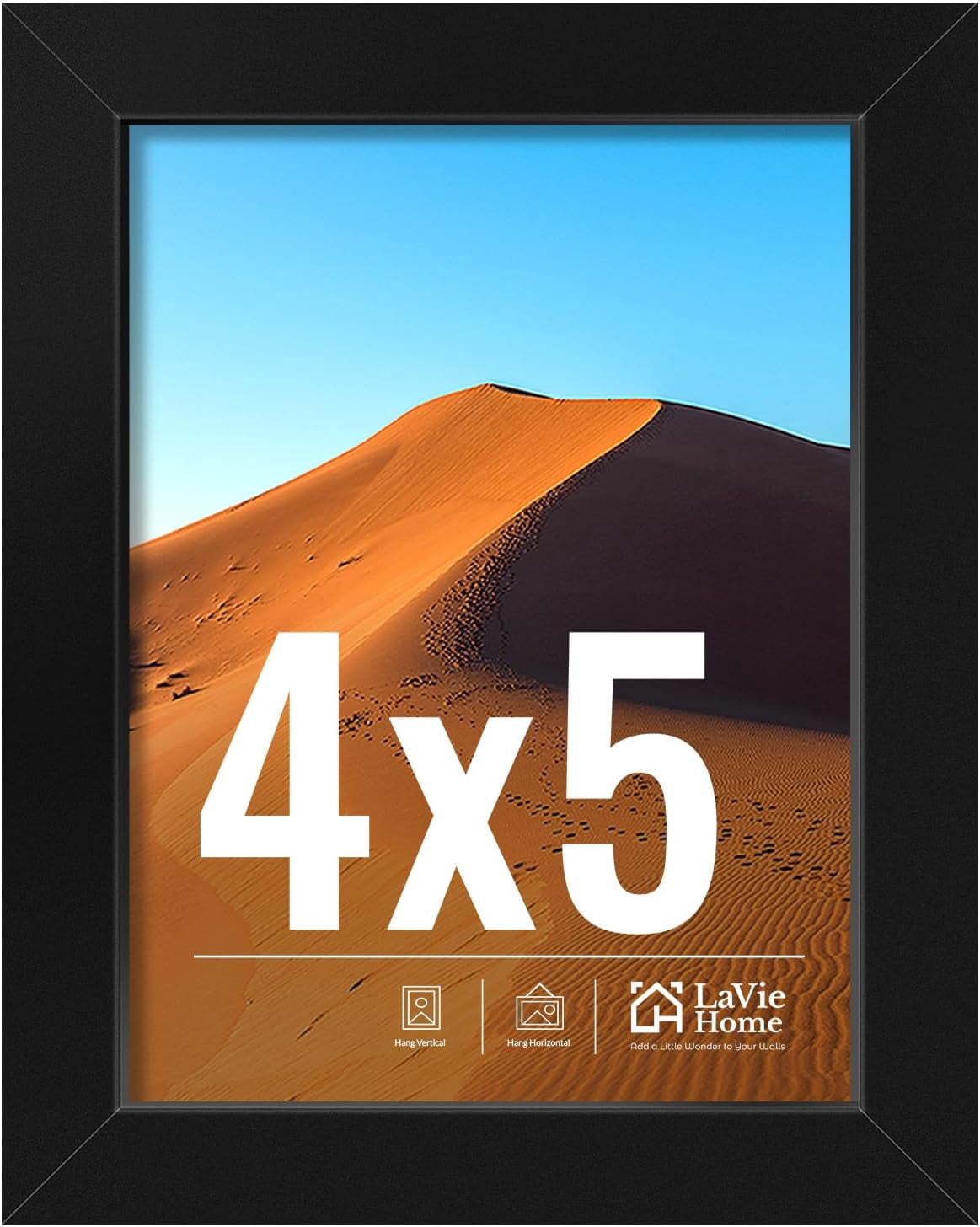 4x5 Picture Frame for Wall Display, 4x5 Black Picture Frame with HD ...