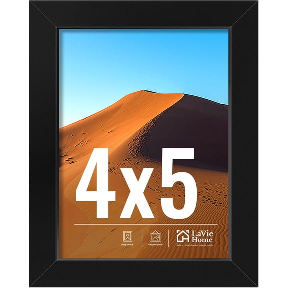 4x5 Picture Frame for Wall Display, 4x5 Black Picture Frame with HD Plexiglas, 4 x 5 Frame 1 Pack, Display Frame for Vertical or Horizontal, Classic Collection