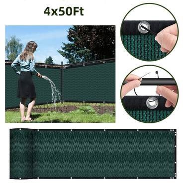 4x50ft Fence Privacy Screen, Outdoor Balcony Shade Cloth with 90% Shade Rating, 170 GSM Polyethylene Fabric Green, 80PCS Zip Ties Included