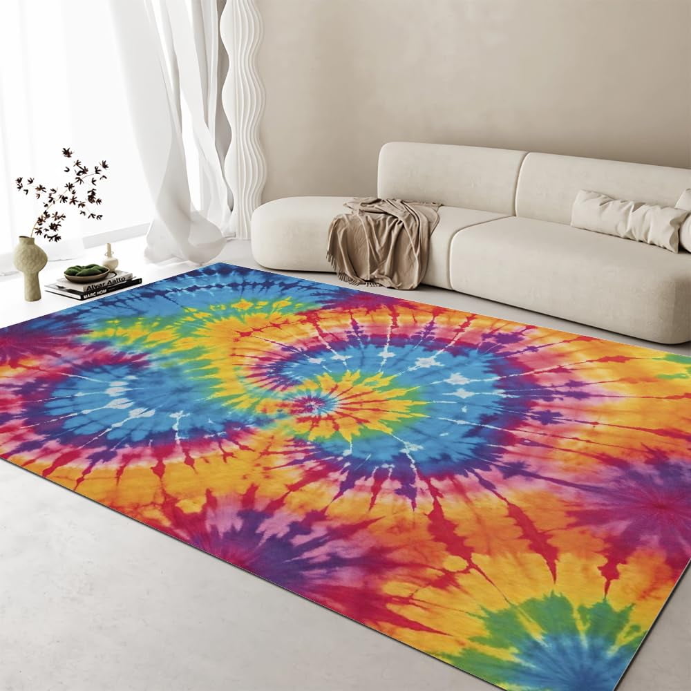 4x5ft Abstract Color Spiral Area Rug, Abstract Aesthetic Art Design