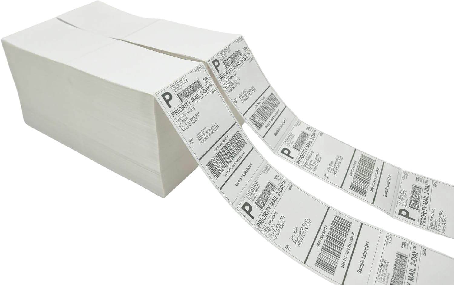 4x6 (100x150mm) Fanfold Direct Thermal Shipping Labels (2 Stacks | 4000 Labels)