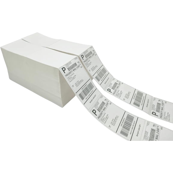 4x6 (100x150mm) Fanfold Direct Thermal Shipping Labels (2 Stacks | 4000 Labels)