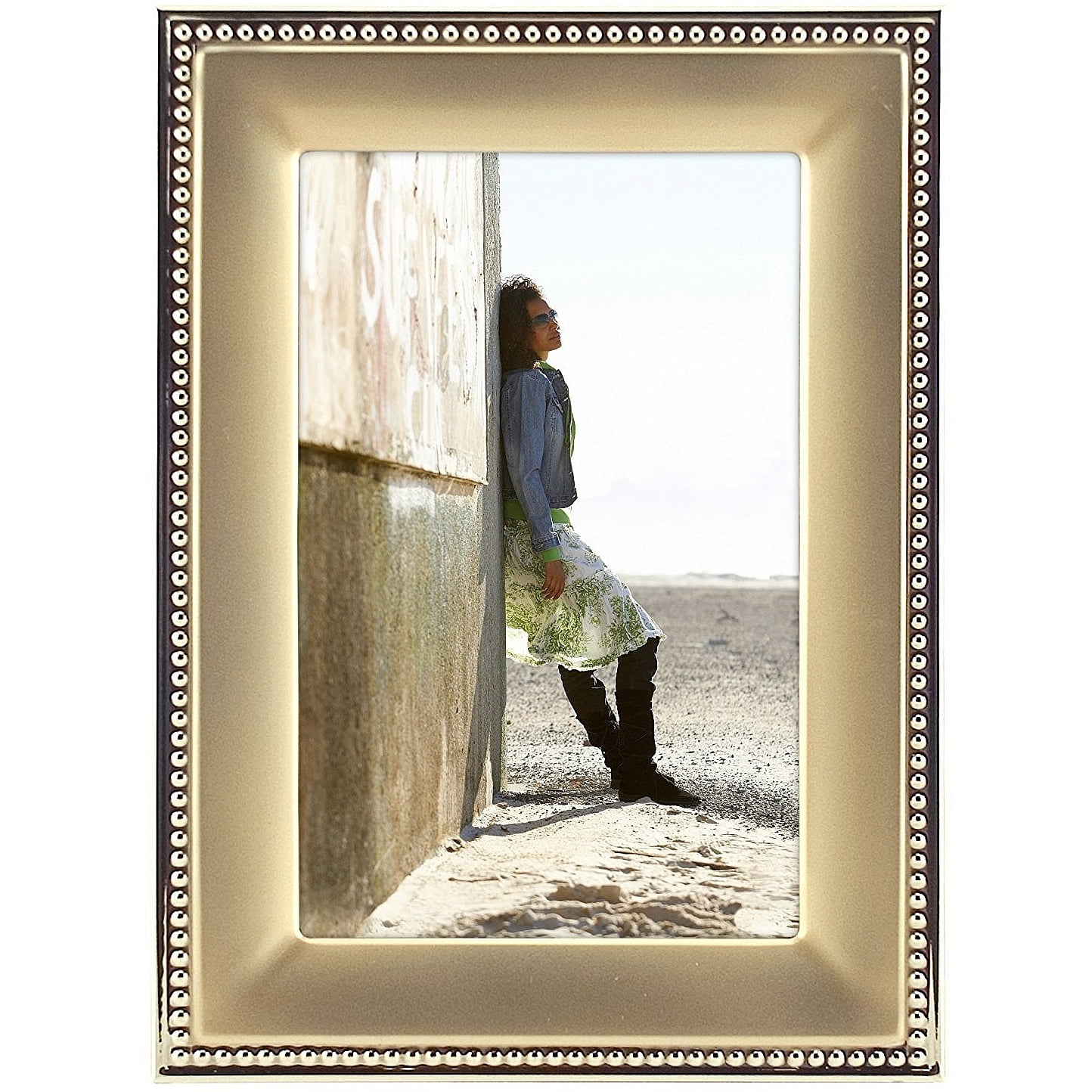 Classic Gold and Silver Beaded Metal 4x6 Picture Frame