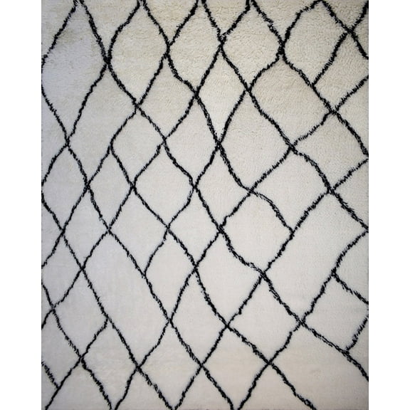 4x6, 5x8 and 8x10 Moroccan Area Rug | White and Black Handmade Rug | TRD2373
