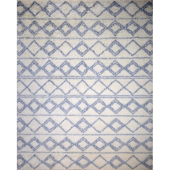 4x6, 5x8 and 8x10 Moroccan Rug | White and Blue Wool Rug | TRD1713