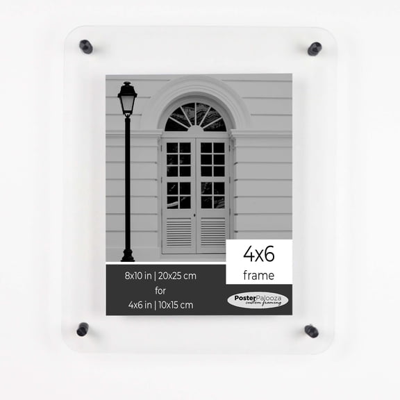 4x6 Acrylic Floating Frame with Black Standoff Wall Mount Hardware