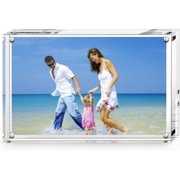 4x6 Acrylic Picture Frame, Clear Double Sided Block Acrylic Photo Frames, Desktop Frameless Magnetic Photo Frames