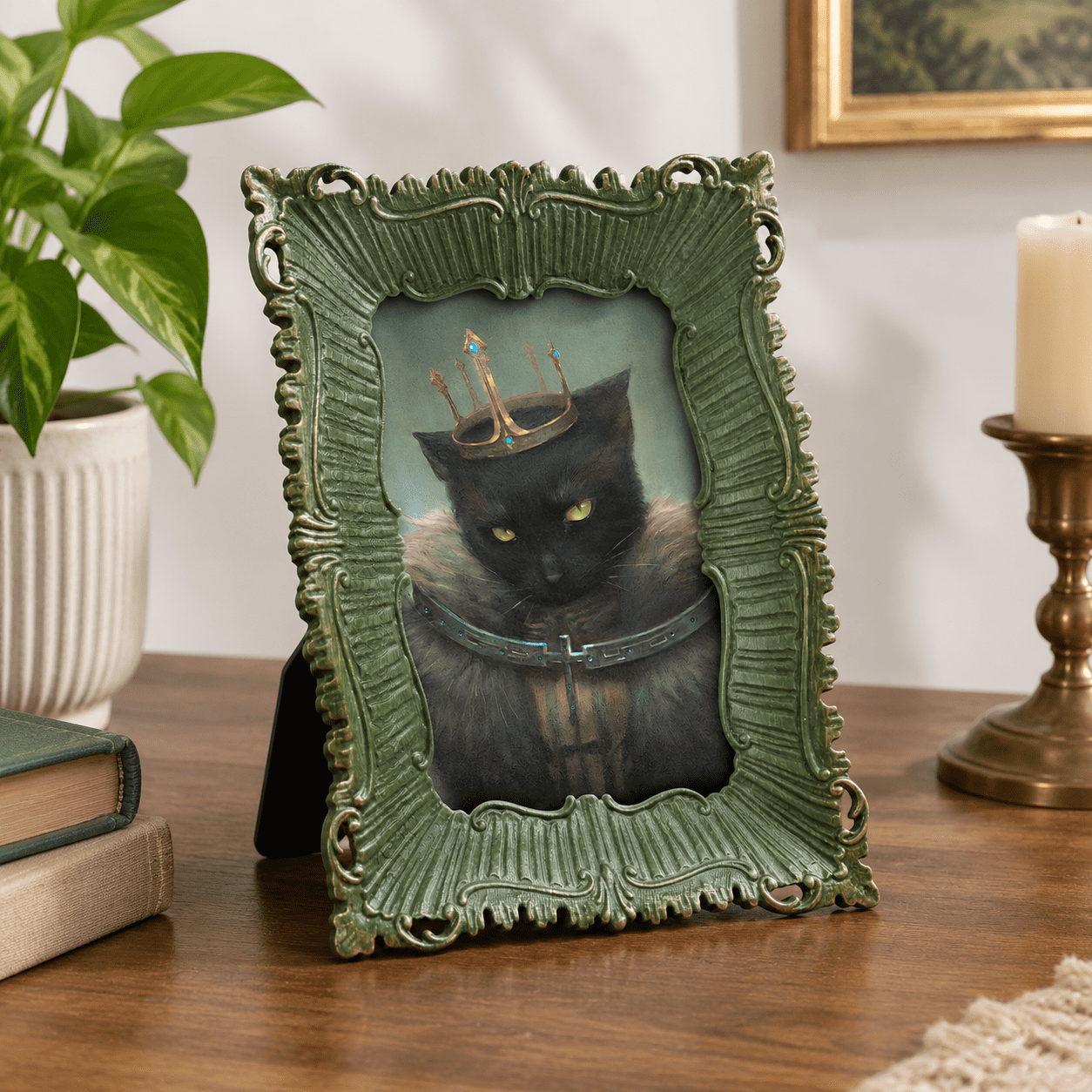 Gothic Display Sign 4x6 Antique Green Gothic Ornate Baroque Picture Frame for Tabletop and ...