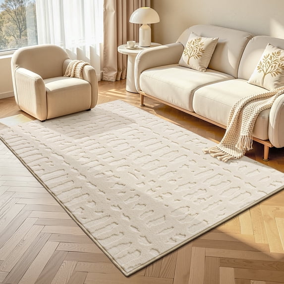 4'x6' Area Rug, Yamaziot Soft Washable Living Room Rugs, Modern Bedroom Accent Rug Decor Carpet, Solid Beige